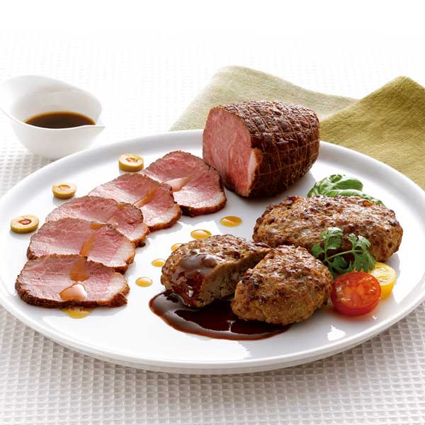 北海道産牛ローストビーフ&ハンバーグセット【ローストビーフ400g(ソース付)・ハンバーグ8個】