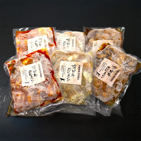 宮崎県産 有田牛 どて焼きホルモンセット1200g(みそ味、塩味、ピリ辛 200g×各2パック)