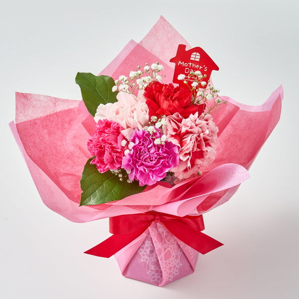 【母の日ギフト】そのまま飾れるブーケ 5色のカラフルカーネーション