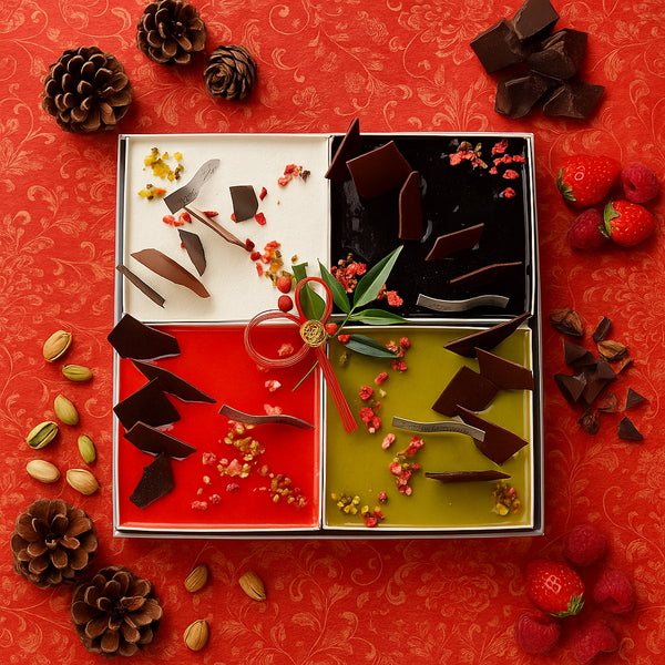 shirokane sweet TOKYO スクエアスイーツおせち 4種Mixスイーツアソート
(ムースフロマージュ、ミロワールフランボワーズ、ミロワールショコラ、ミロワールピスターシュ)