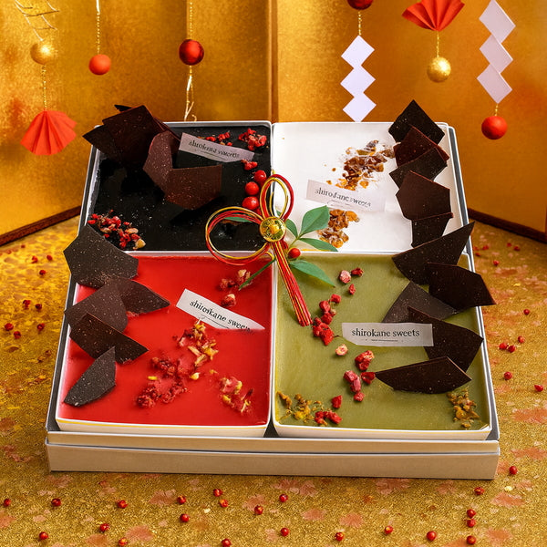 shirokane sweet TOKYO スクエアスイーツおせち 4種Mixスイーツアソート
(ドゥーブルフロマージュ、ミロワールフランボワーズ、ミロワールショコラ、ミロワールピスターシュ)