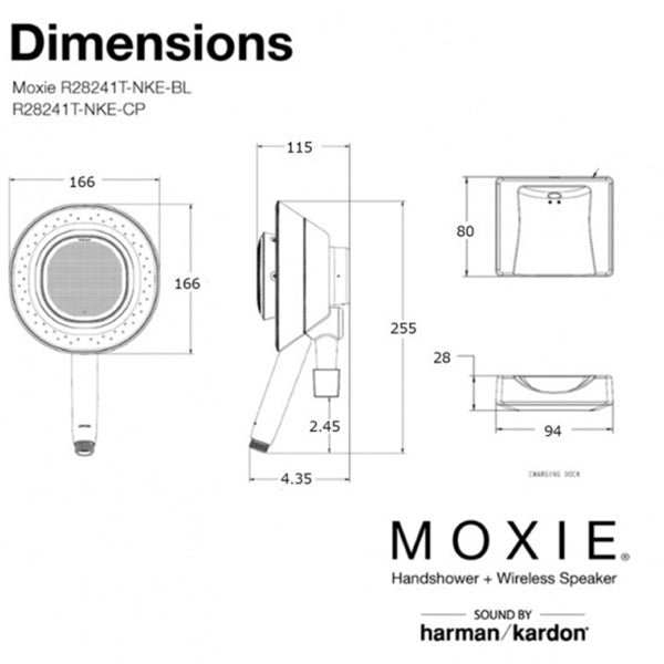 MOXIE モクシー ワイヤレススピーカー付シャワーヘッド(マットブラック)