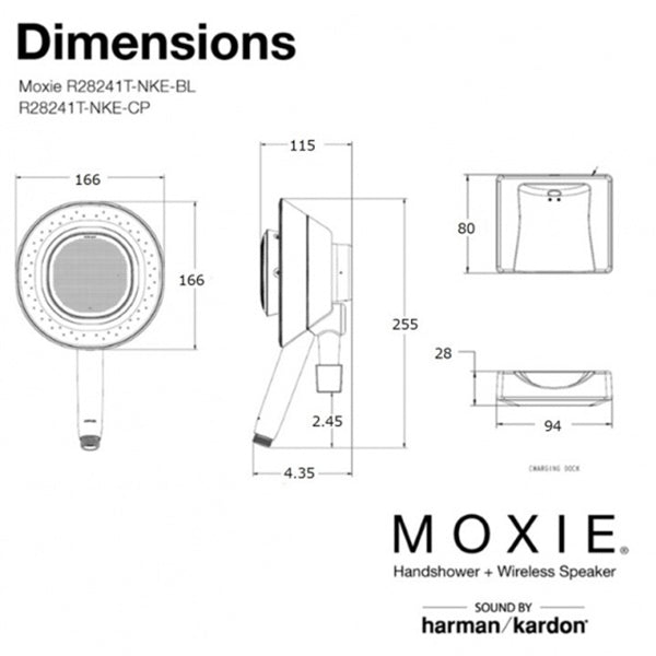 MOXIE モクシー ワイヤレススピーカー付シャワーヘッド(ポリッシュドクローム)