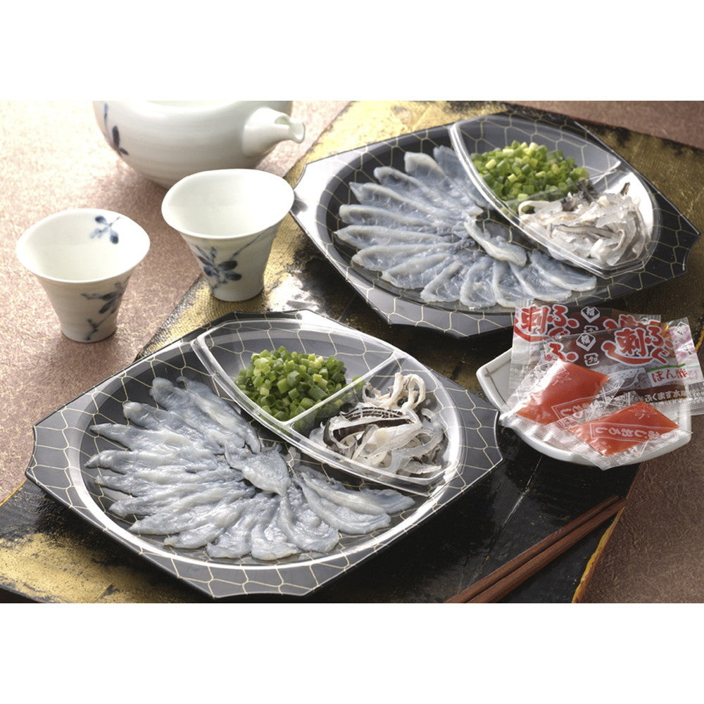 大分豊後産とらふぐ刺身セット (とらふぐ刺身25g、とらふぐ皮10g、ポン酢10g、もみじおろし2gねぎ)×2皿