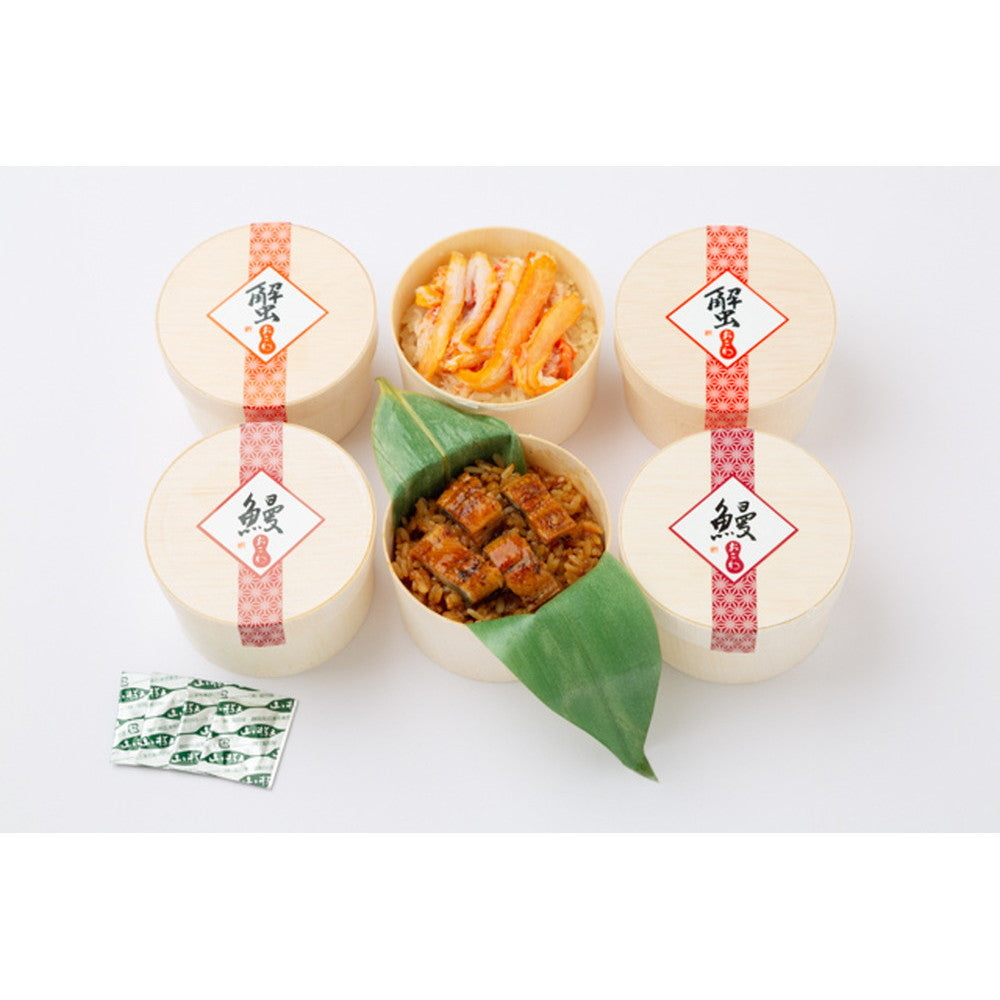 うなぎおこわ&かにおこわセット うなぎおこわ110g×3、かにおこわ110g×3、小袋山椒0.2g×3