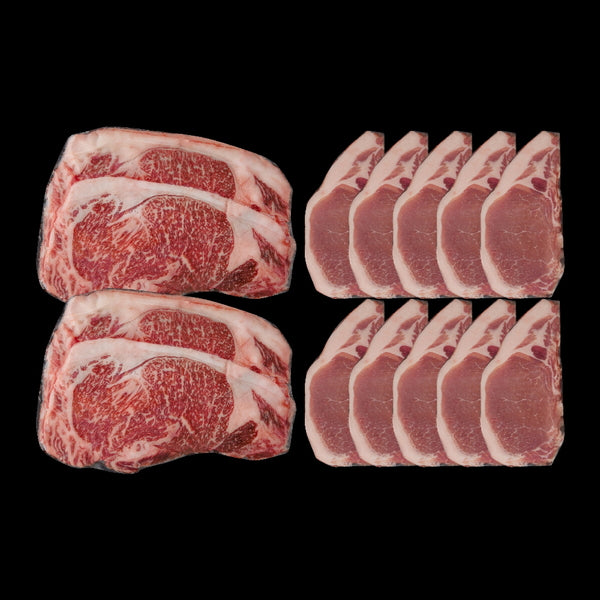 北海道産 黒毛和牛とハーブ豚食べ比べ(合計1.4kg)