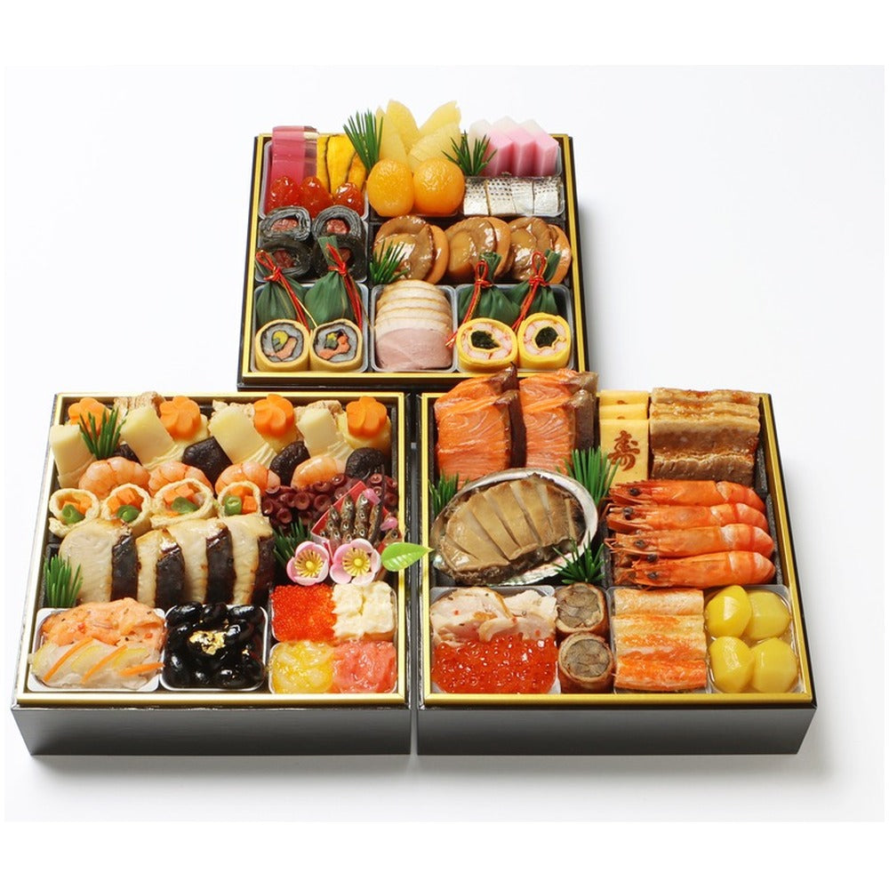 【冷蔵】「わらびの里」 料亭おせち三段重【44品】