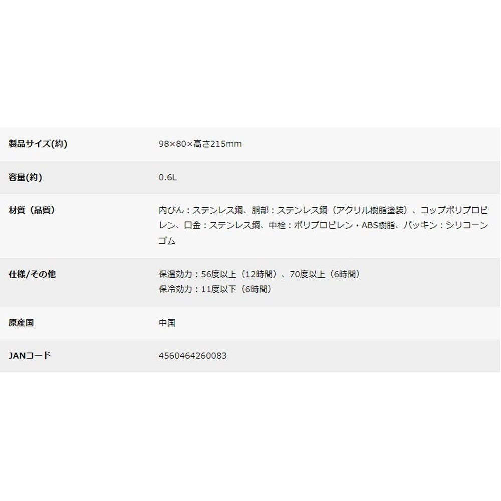 【ギフトカード】キャプテンスタッグ モンテ 2WAYダブルステンレスボトル600(サックス)