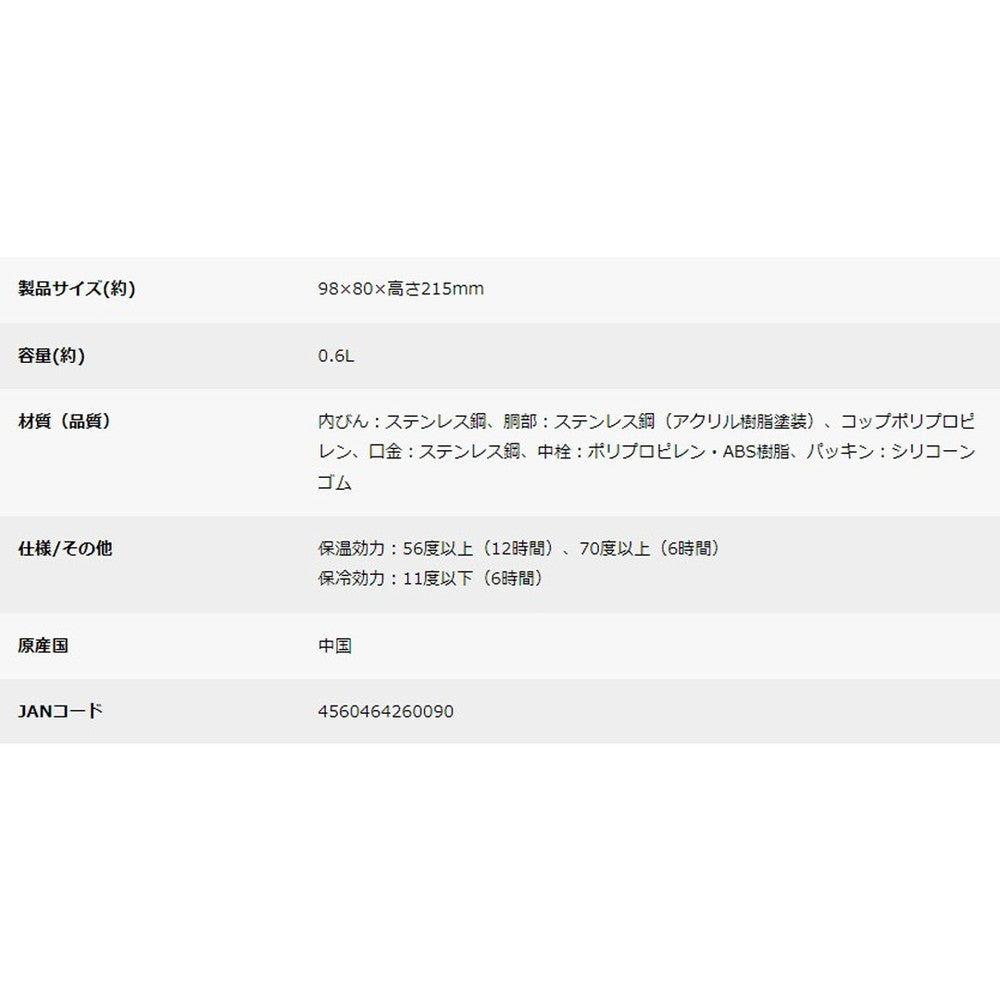 【ギフトカード】キャプテンスタッグ モンテ 2WAYダブルステンレスボトル600(レッド)