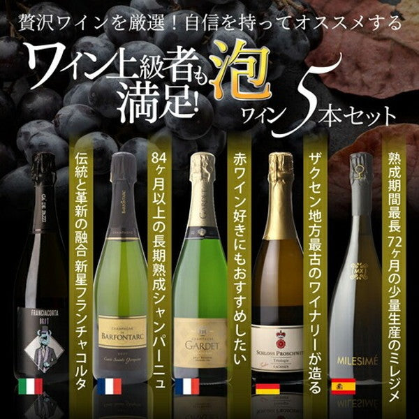 自信を持ってオススメするワイン上級者も満足!泡5本セット【クール便】