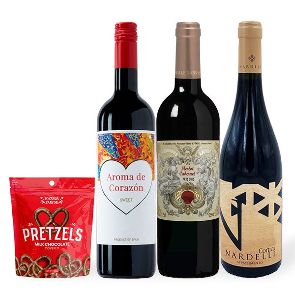 チョコレートに合わせる赤ワイン3本セット(赤ワイン3本・ミルクチョコプレッツェル)