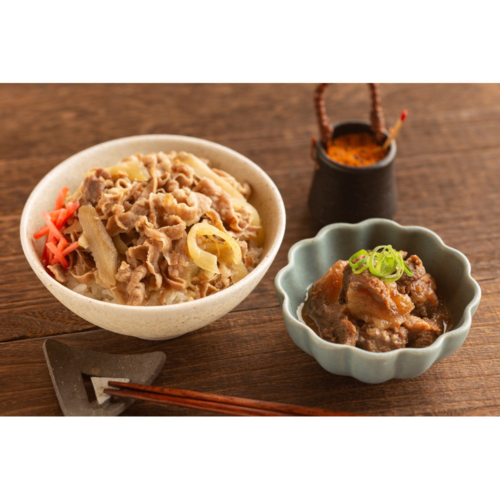「日本料理 寺田」 国産牛すじ煮込みと牛丼の素 計7食【牛すじ煮込み x 2・牛丼の素 x 5】