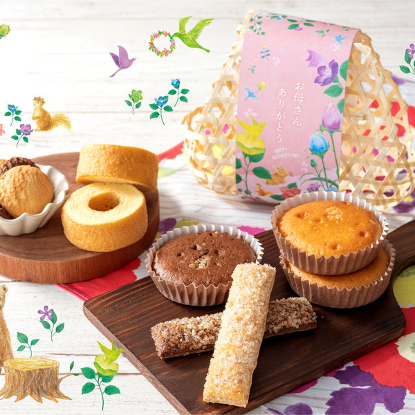 【母の日ギフト】M森の庭　ふろしき包みのスイーツバスケット