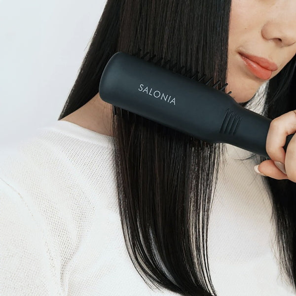 SALONIA ストレートヒートブラシ スリム BK SL-012BKS