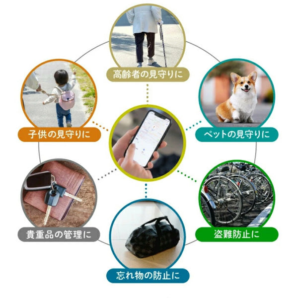 紛失防止スマートタグ DIGL 【3個セット／ブラック】