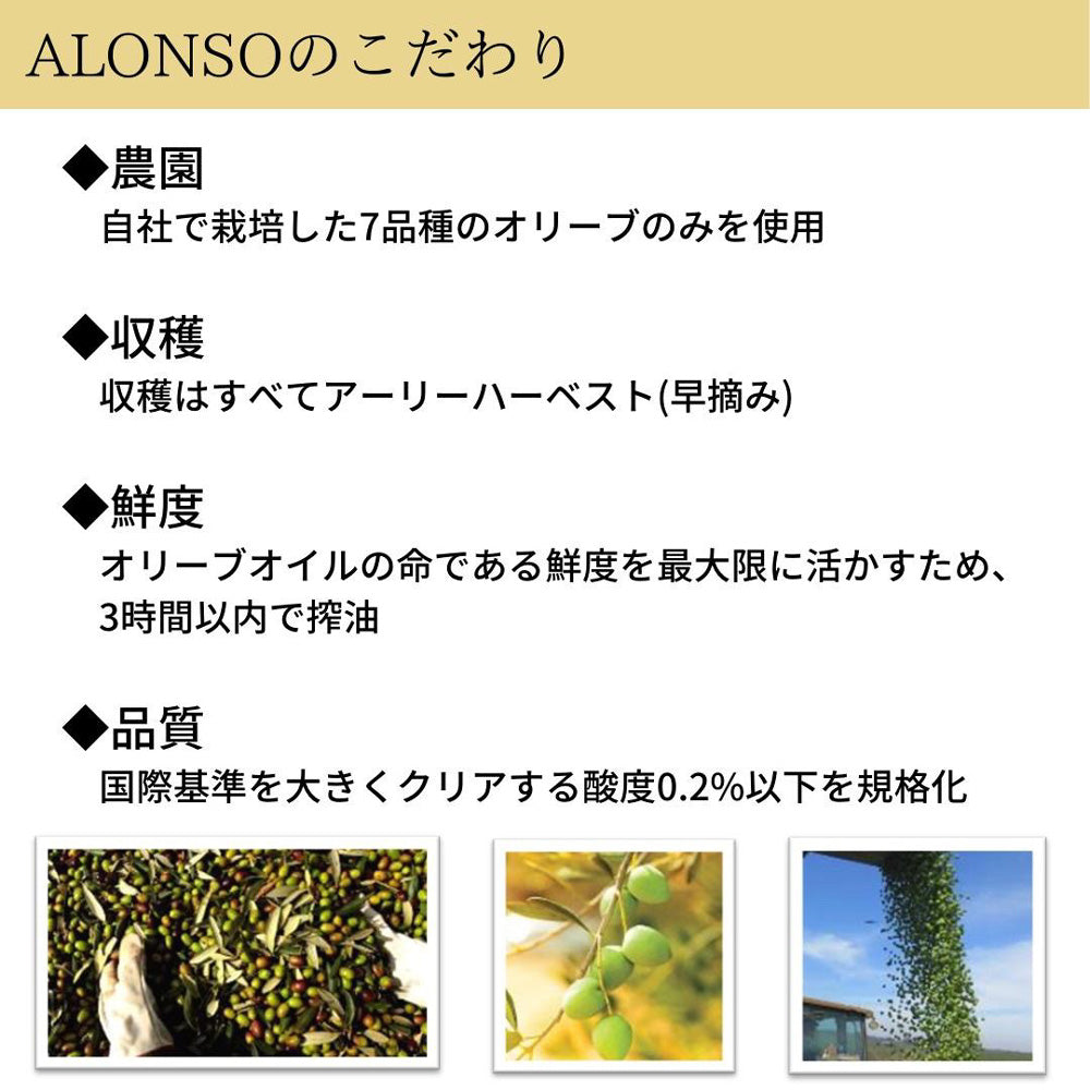 【ギフトカード】【受賞歴多数】ALONSO エクストラヴァージンオリーブオイル 1種(PICUAL)1本