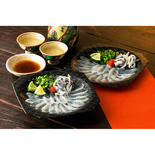 【母の日ギフト】大分豊後産とらふぐ刺身セット　（とらふぐ刺身25g、とらふぐ皮10g、ポン酢10g、もみじおろし2gねぎ）×2皿