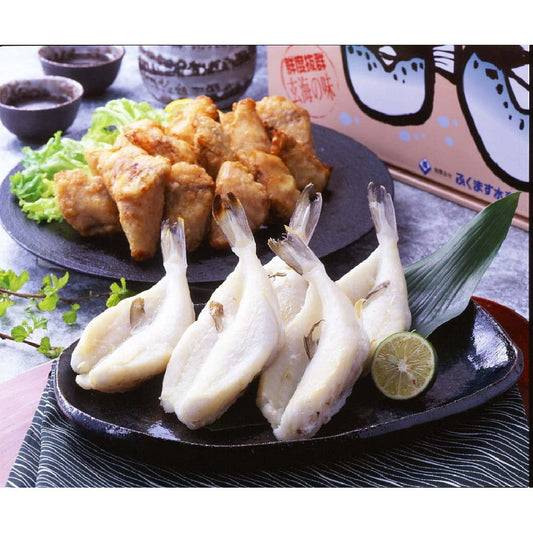 【母の日ギフト】玄海ふぐの唐揚げと一夜干し　しろさばふぐ唐揚げ300ｇ、 しろさばふぐ一夜干し300ｇ