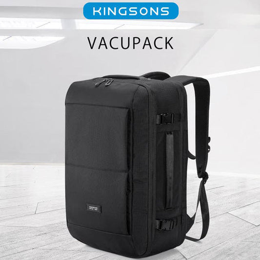 PCと衣類を分けて収納。TSAロック付きで盗難対策も万全 KINGSONS VACUPACK (ブラック）