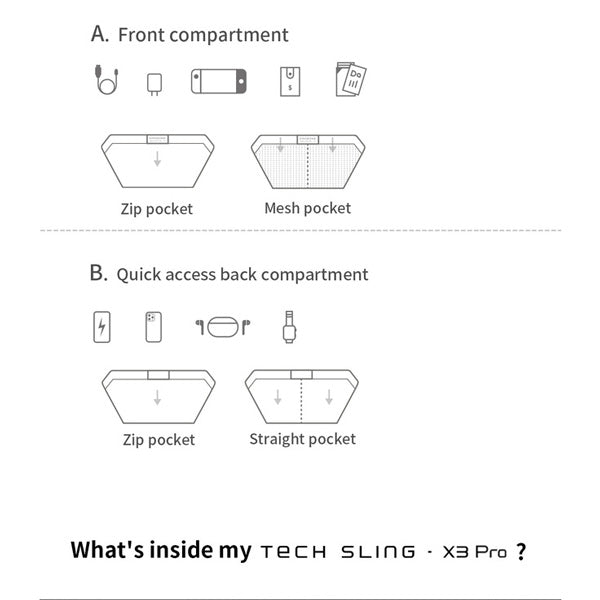 コンパクトで取り出しやすい設計 スリングバッグ KS TECH SLING X3