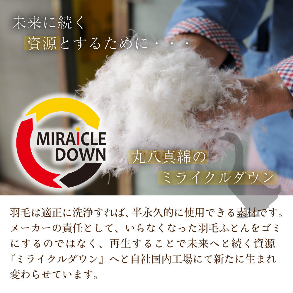 丸八真綿　ミライクルダウン羽毛掛布団80% 防ダニ加工 シングル ブルー