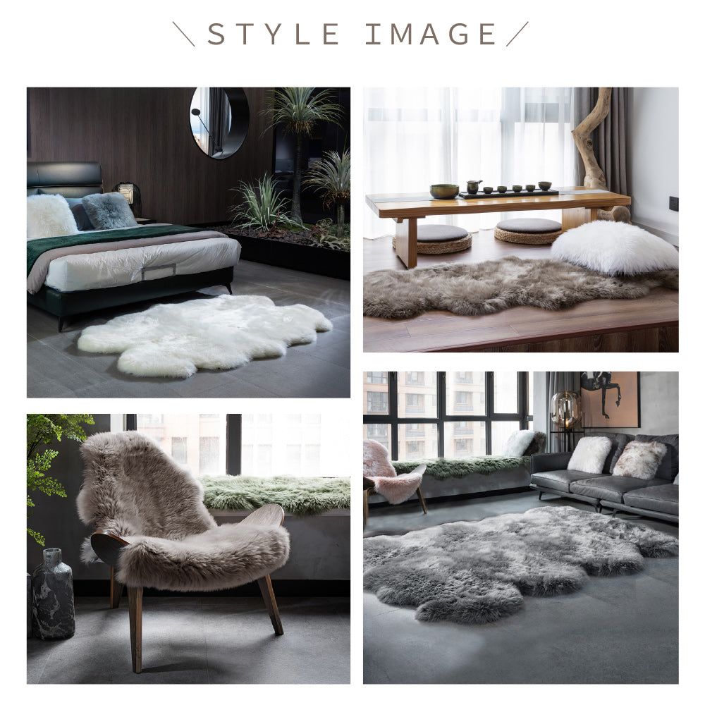 洗える 長毛 ムートンラグ 2匹サイズ グレージュ