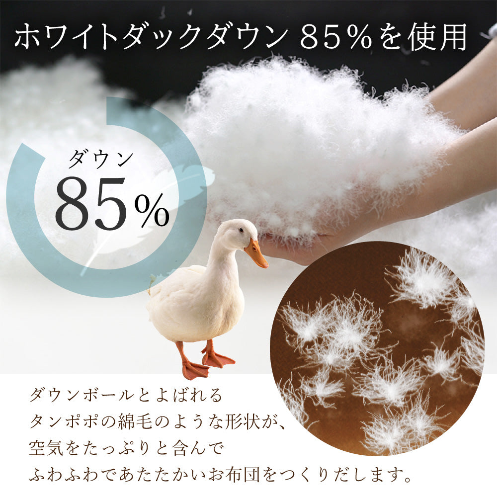ハンガリー産ホワイトダックダウン85％ 羽毛肌掛け布団 セミダブル ピンク