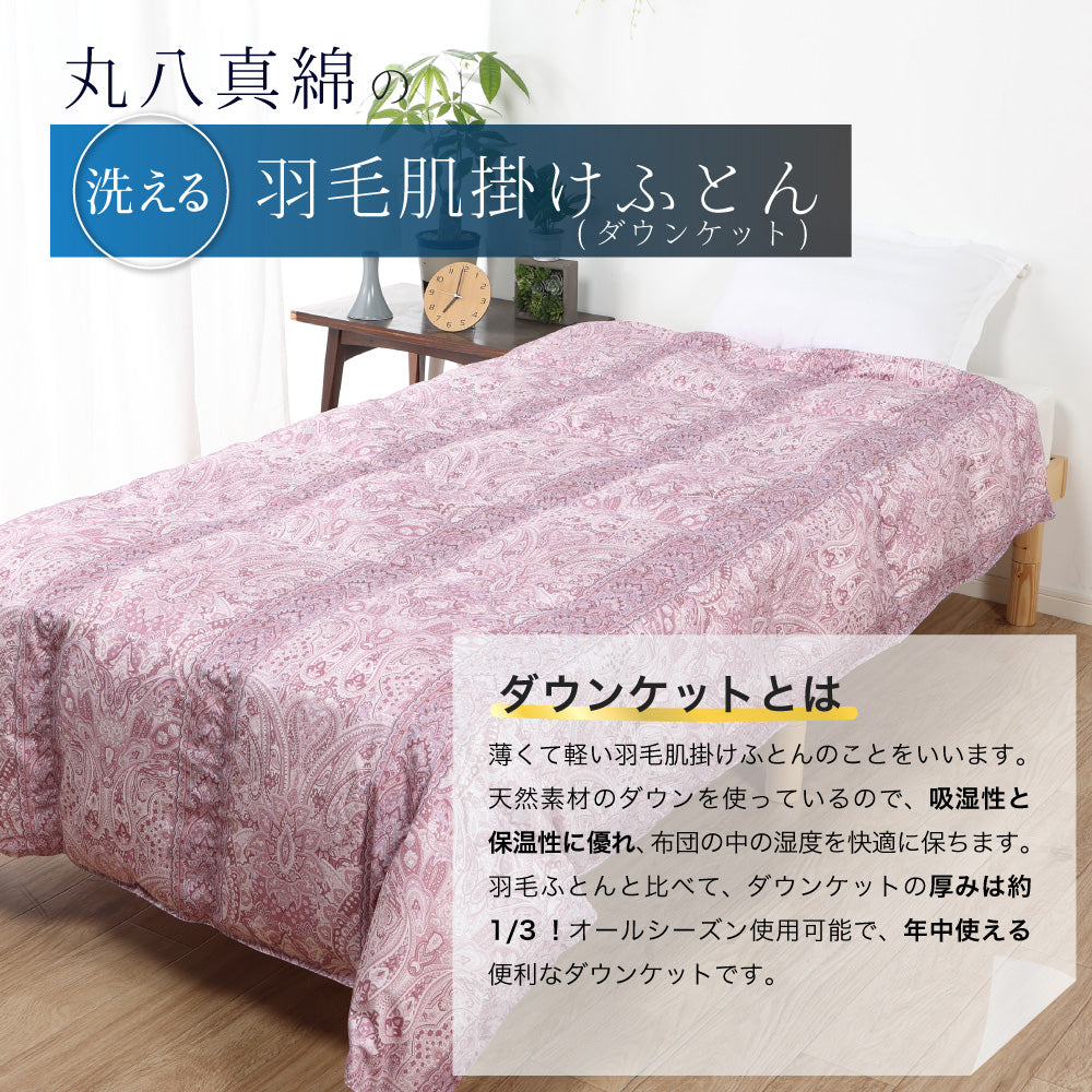 ハンガリー産ホワイトダックダウン85％ 羽毛肌掛け布団 ダブル ブルー