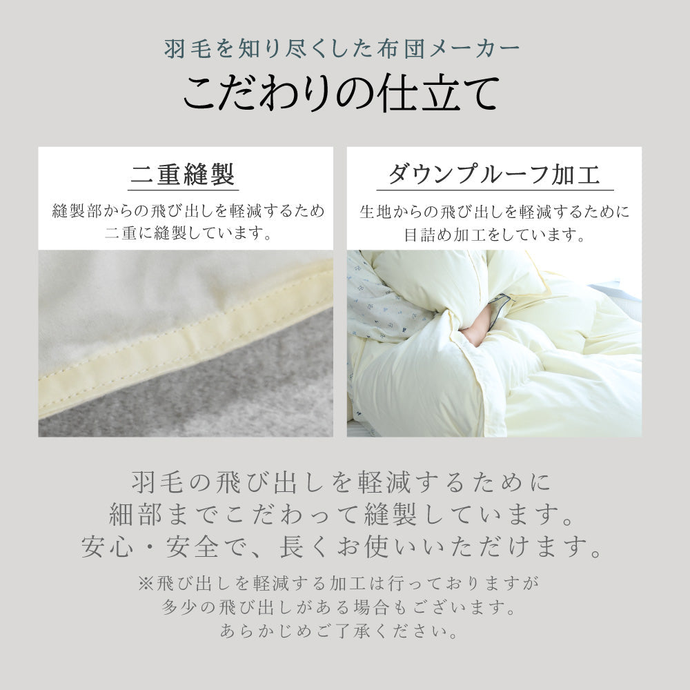 ハンガリー産ホワイトダックダウン85％ 羽毛肌掛け布団 ダブル ブルー