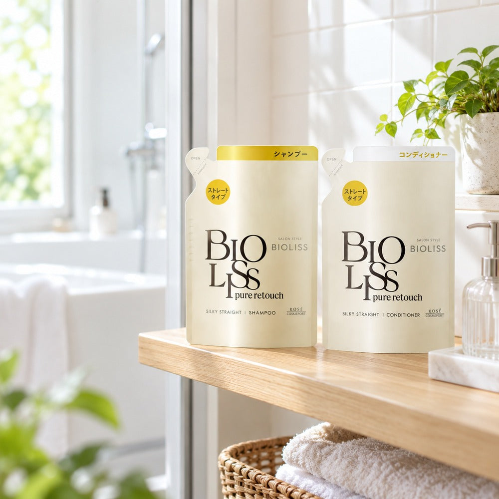 サロンスタイルビオリス　ピュアレタッチ　うねさぁら　シャンプー＆コンディショナー　詰替えセット　各340ml【8個】