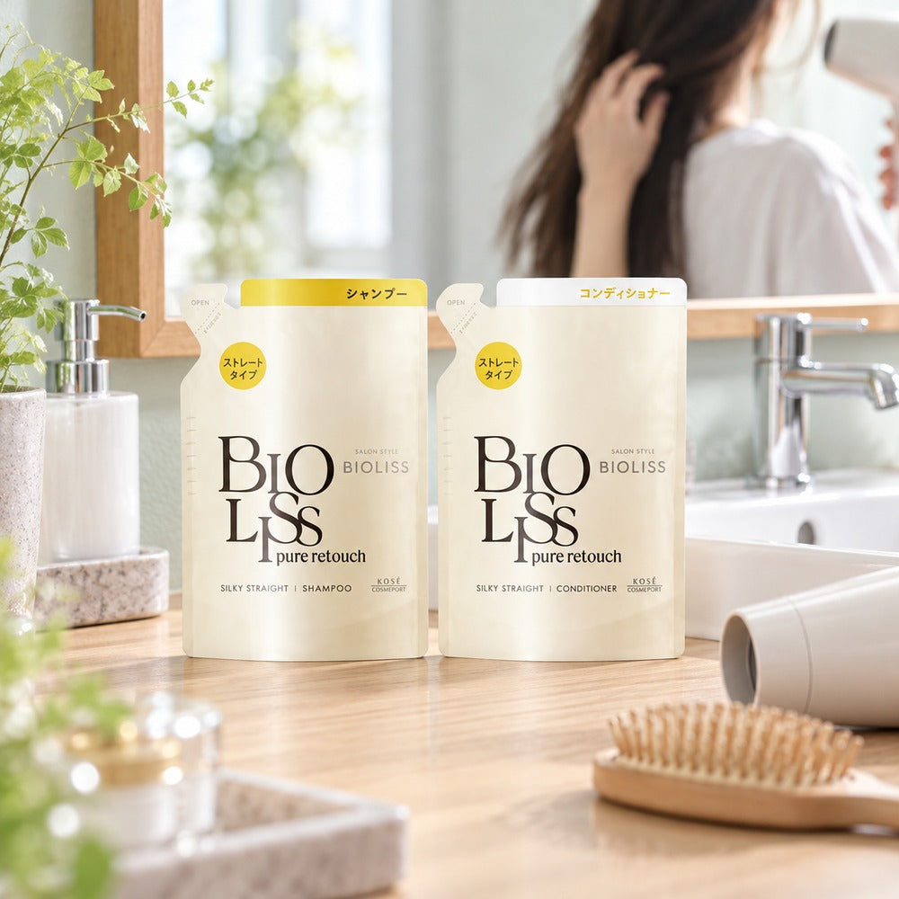 サロンスタイルビオリス　ピュアレタッチ　うねさぁら　シャンプー＆コンディショナー　詰替えセット　各340ml【8個】
