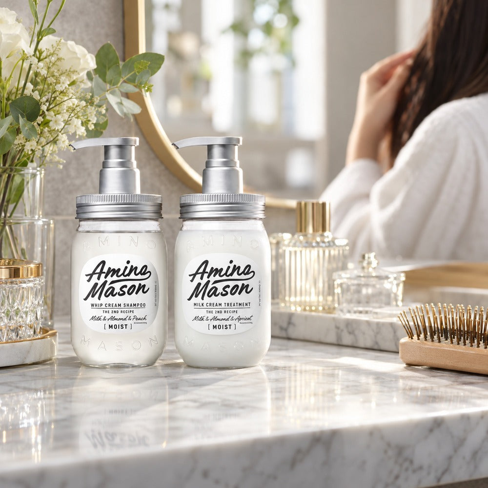 Amino Mason(アミノメイソン)　ディープモイスト　ホイップクリーム　シャンプー＆トリートメント　本体セット　各450ml【4個】