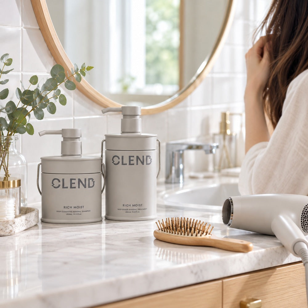 CLEND(クレンド)　リッチモイスト　ディープクレンジング　ミネラルシャンプー＆トリートメント　本体セット　各450ml【4個】