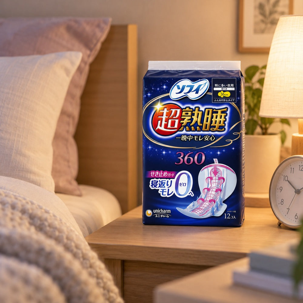 ソフィ　超熟睡ガード 特に多い夜用 360（36cm）羽つき 12枚入【12個】
