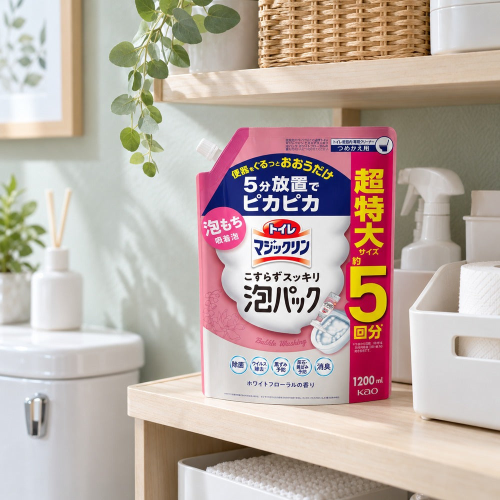 トイレマジックリン　こすらずスッキリ泡パック　ホワイトフローラルの香り　詰替え　1200ml【6個】