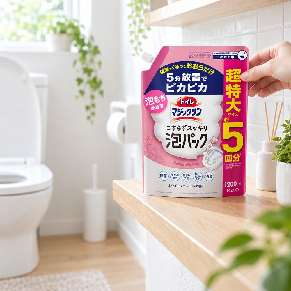 トイレマジックリン　こすらずスッキリ泡パック　ホワイトフローラルの香り　詰替え　1200ml【6個】