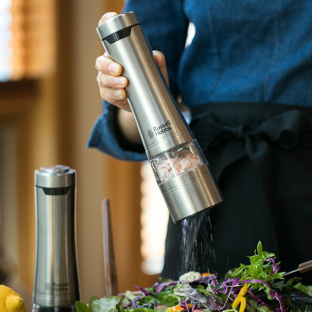 【ギフトカード】Russell Hobbs(ラッセルホブス) 電動ミル ソルト&ペッパー ウッドスタンド セット