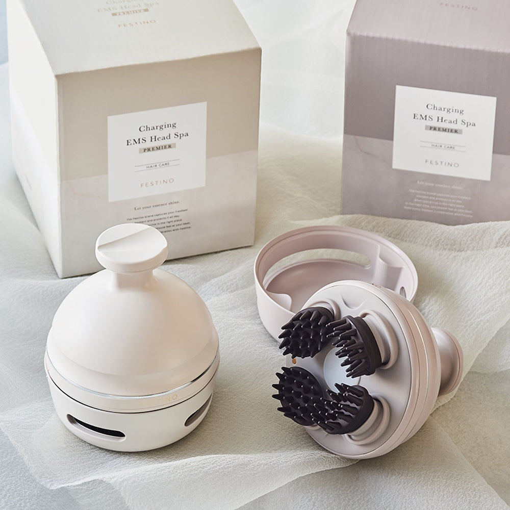 【ギフトカード】FESTINO(フェスティノ) 充電式 EMSヘッドスパ プレミア サンドベージュ