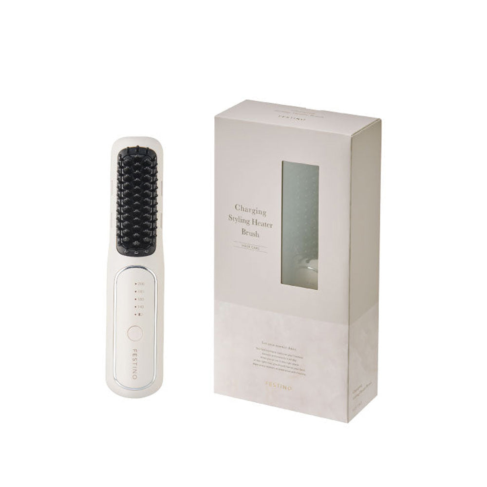 【ギフトカード】FESTINO（フェスティノ）充電式スタイリング ヒーターブラシ ホワイト