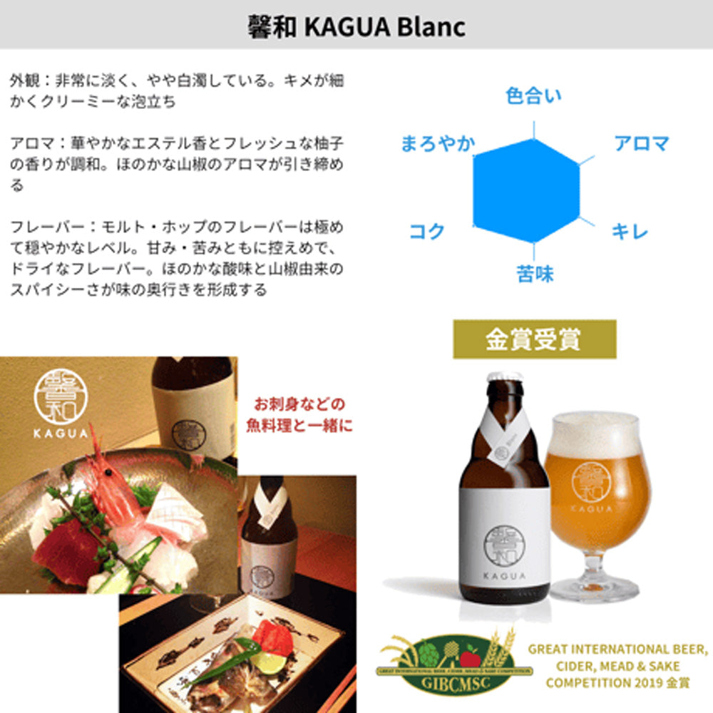 【ギフトカード】山梨発クラフトビール 馨和KAGUA(カグア)3種飲み比べ 6本(Rouge・Blanc・Saison)