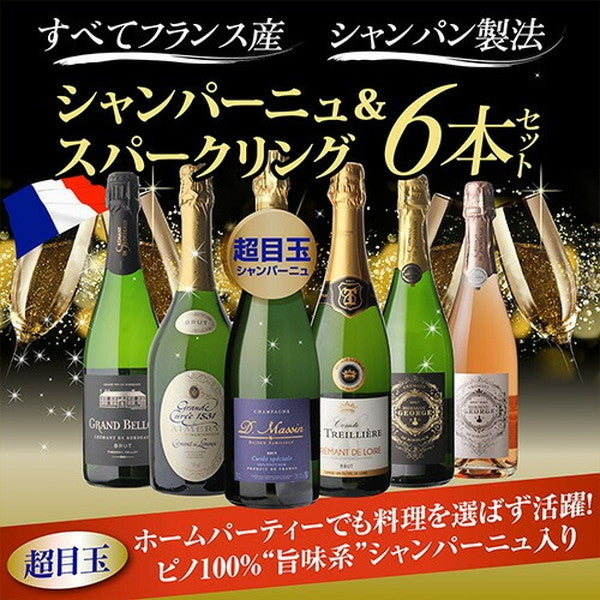 全てフランス産 シャンパン製法 スパークリングワイン 6本セット【クール便】