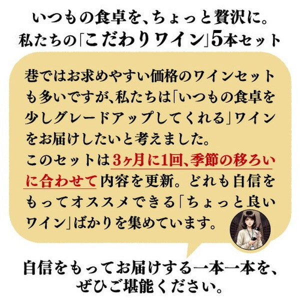 自信を持っておすすめする ワイン上級者も満足！赤ワイン5本セット【常温便】