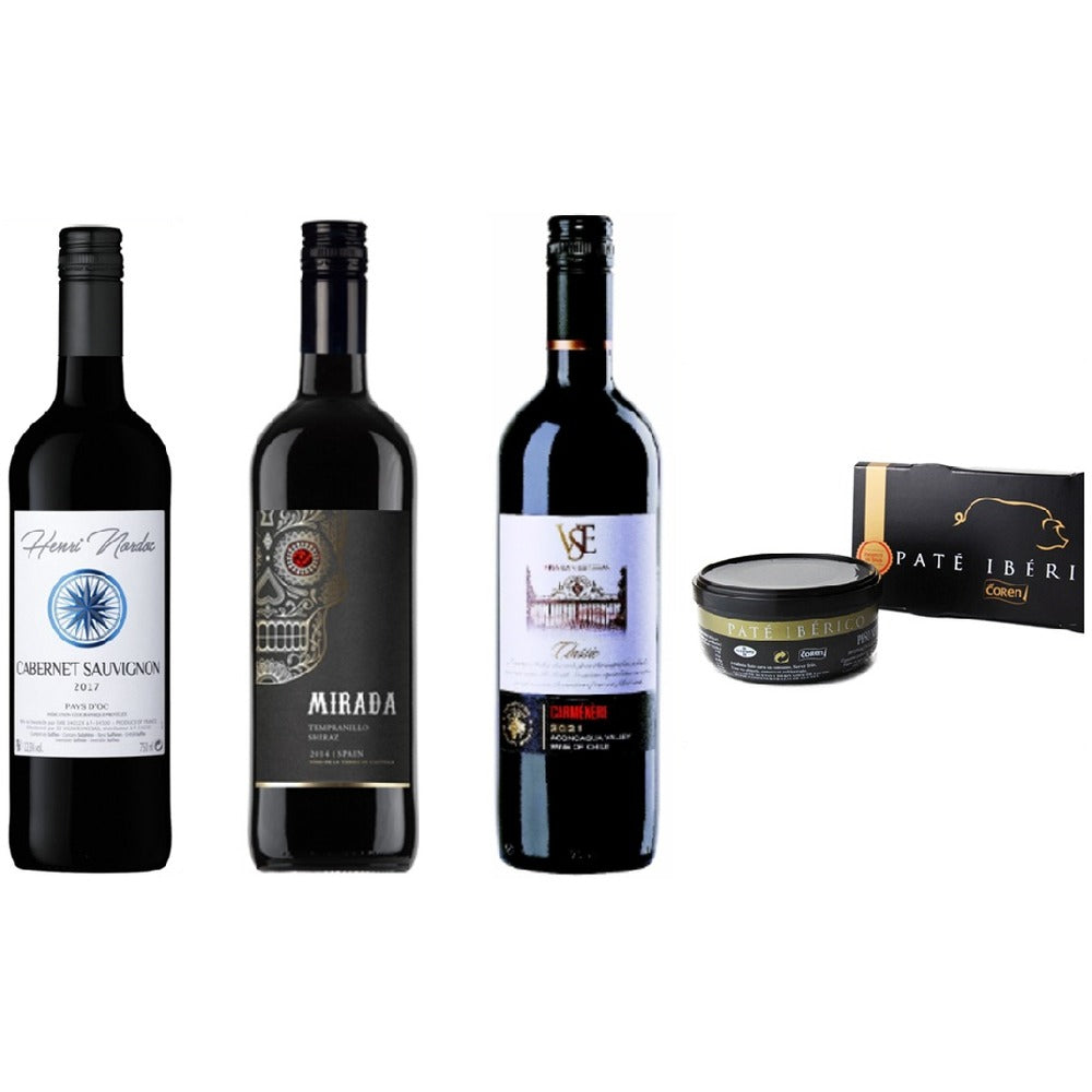 レバーパテに合わせる 世界3ヶ国のワイン飲み比べ【3本＋1個】
