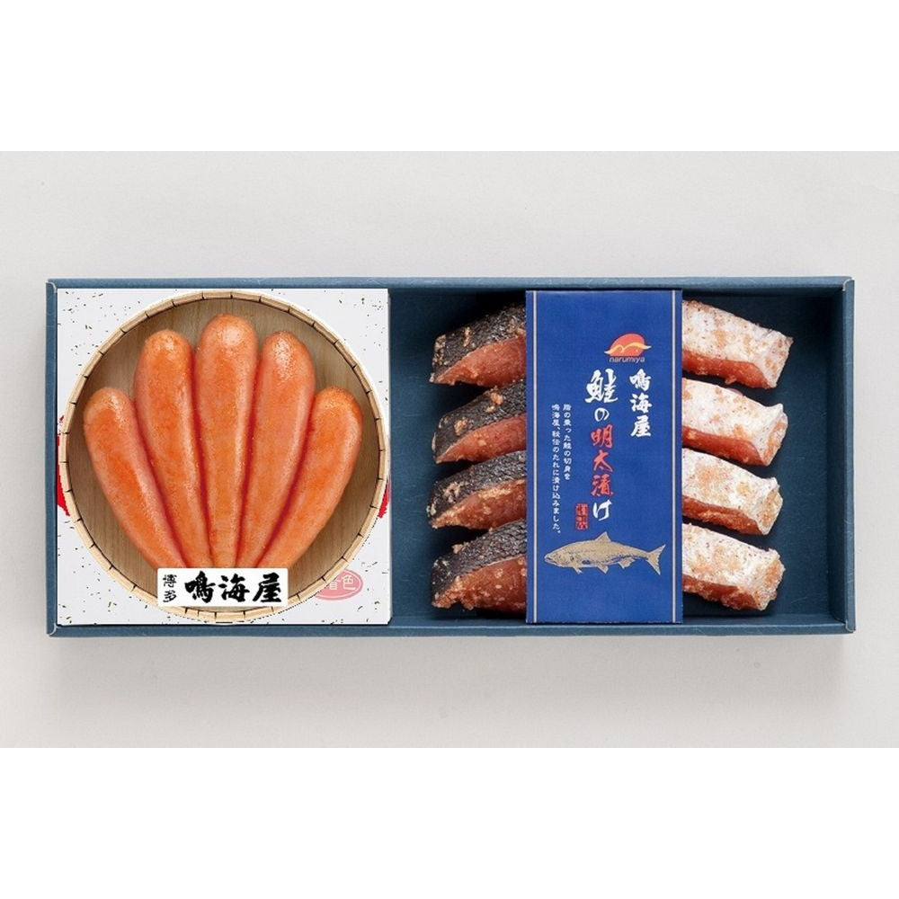 福岡 「鳴海屋」 辛子明太子(240g)&鮭明太漬け(4切)セット