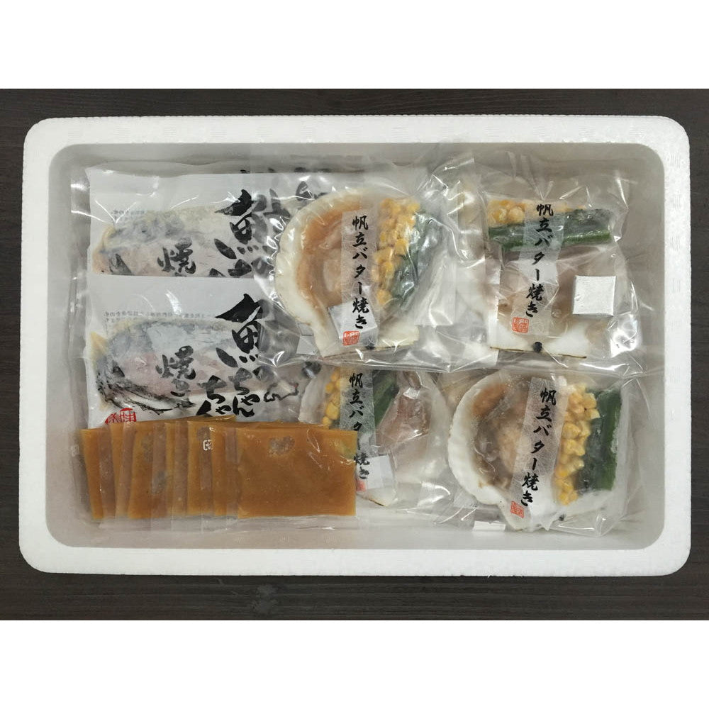 【母の日ギフト】北海道　鮭のちゃんちゃん焼きと帆立バター焼き5セット【秋鮭味噌漬切身5枚(味噌たれ付)・帆立バター焼きセット（帆立片貝5枚・アスパラ・コーンバター)】