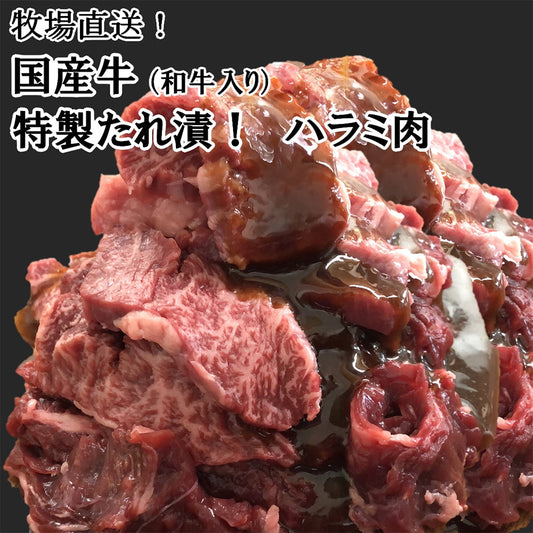 国産牛ハラミ肉(和牛入)特製たれ漬け【350g x 2袋】