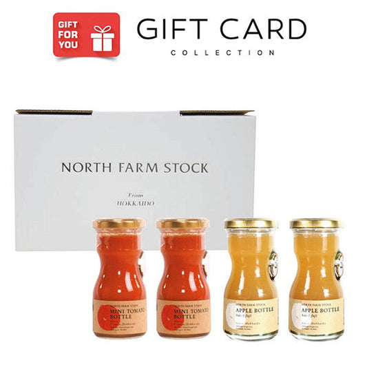 【ギフトカード】「NORTH FARM STOCK」北海道ミニトマト・リンゴジュース80ml [各2本セット]