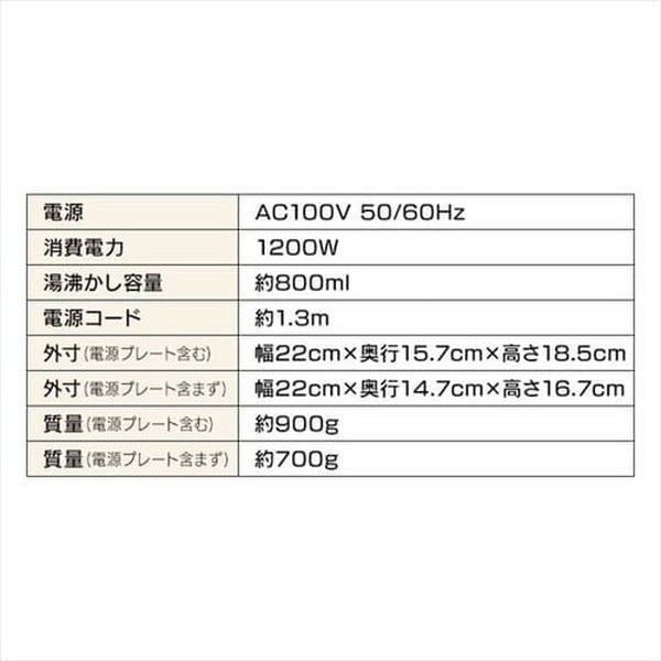 アイリスオーヤマ 電気ケトル 0.8L ベーシックタイプ(ホワイト)